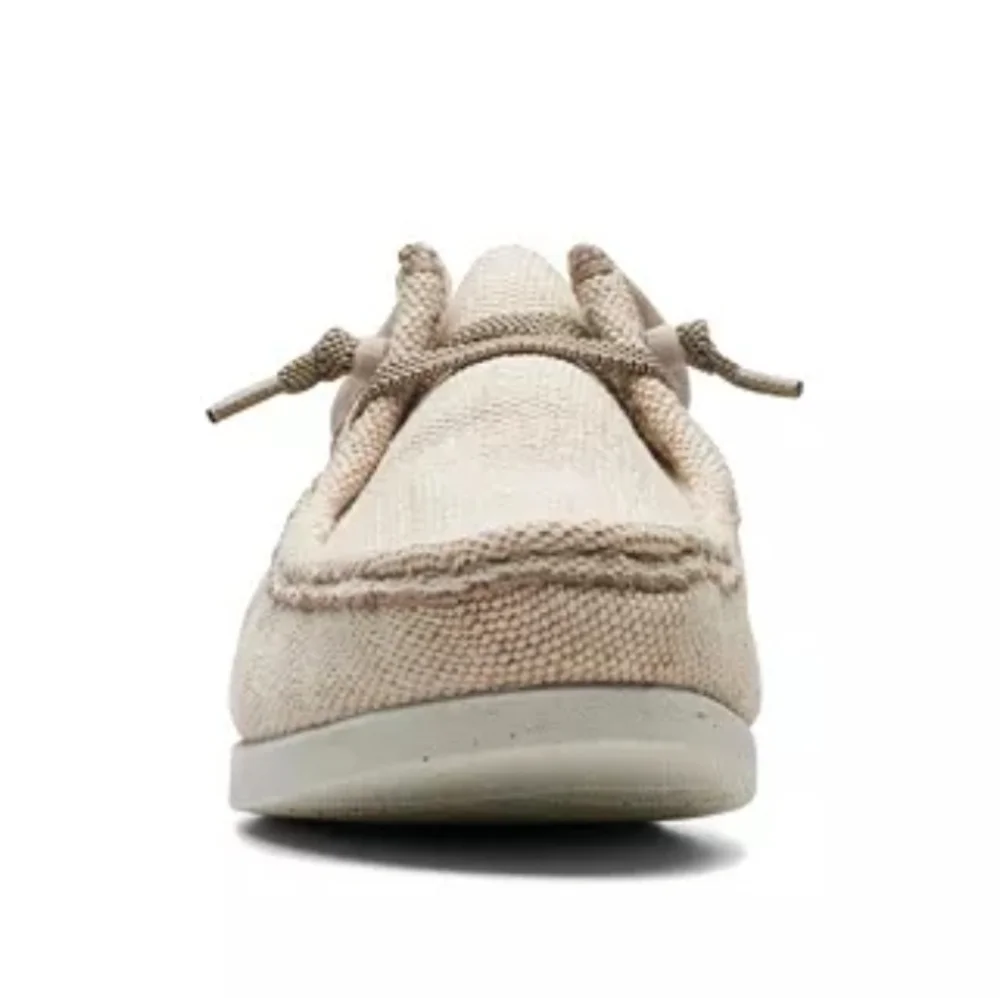 Clarks | Shacrelite Moc Toe Natural Woven Cotton Genuine Leather Suede Loafers